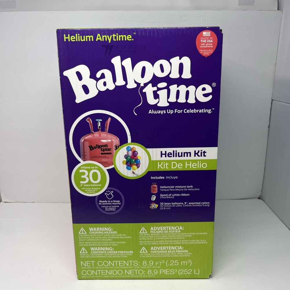 Helium Tank 8.9 cu. ft. Balloon Time Helium Kit NIB Factory SEALED